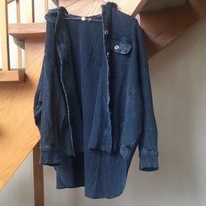free people marine blue oversized cardigan